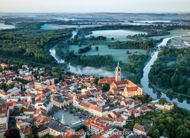 Mělník, Vltava, Labe, soutok, ráno J4335